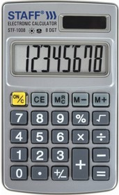 Фото 1/10 Калькулятор карманный метал. STF-1008 103х62мм , 8 разрядов, двойное питание, 250115