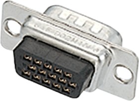 Фото 1/2 D02-M15PG-N-F0, 15 Way Cable Mount D-sub Connector Plug, 0.5mm Pitch