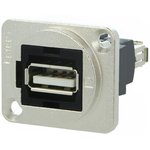CP30208NM, Соединитель, гнездо USB A, с обеих сторон, FT, USB 2.0, металл