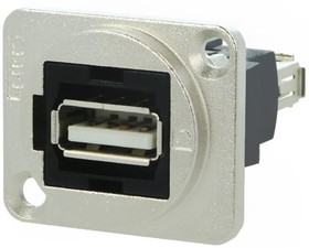 Фото 1/2 CP30208NM, Соединитель, гнездо USB A, с обеих сторон, FT, USB 2.0, металл
