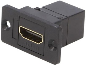 Фото 1/2 CP30600G, Соединитель, гнездо HDMI, с обеих сторон, SLIM, позолота, 29мм
