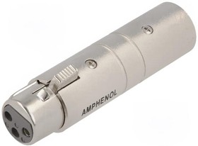 Фото 1/2 AC3F3MW, XLR Connectors 3 Pole XLR Male to Female Blank D Shell In-line Adapter Pre-wired Nickel Finish
