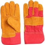 Комбинированные спилковые перчатки желтый/красный 30157