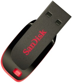 Фото 1/10 Флешка USB Sandisk Cruzer Blade 32ГБ, USB2.0, черный и красный [sdcz50-032g-b35]