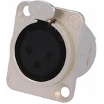 NC3FD-L-1, DL Series - 3 pole female receptacle - solder cups - Nickel housing - ...