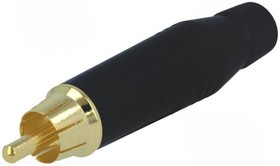 Фото 1/6 ACPR-BLK, RCA (Phono) Audio / Video Connector, 2 Contacts, Plug, Gold Plated Contacts, Zinc Alloy Body