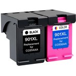 IC-H901XL_MP Комплект картриджей T2 для HP 901XL: CC654AE/CC656AE, черный + цветной