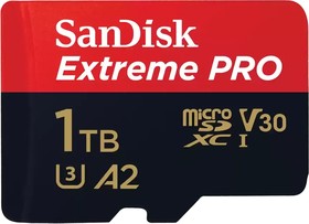 Фото 1/2 Карта памяти SanDisk Extreme Pro microSD UHS I Card 1TB for 4K Video on Smartphones, Action Cams & Drones 200MB/s Read, 140MB/s Write, Lifet