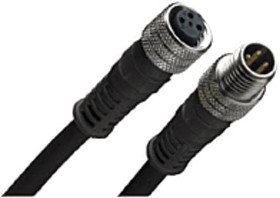 Фото 1/2 1200878349, Cordset, Black, Straight, 1m, M8 Plug - M8 Socket, Conductors - 4