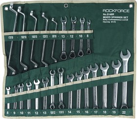 Набор ключей универсальных комбинированных, разрезных, трещеточных,накидных 24 предмета ROCKFORCE