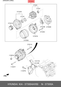 37300-4A950, Генератор HYUNDAI Starex H-1 (15-) (2.5-A2) (ЕВРО-6) (180A,12V) OE