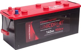 6СТ140(3), Аккумулятор UNICORN Red 140А/ч обратная полярность