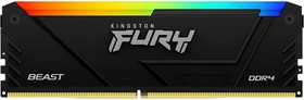 Фото 1/6 Память DDR4 32GB 2666MHz Kingston KF426C16BB2A/32 Fury Beast RGB RTL Gaming PC4-21300 CL16 DIMM 288-pin 1.2В dual rank с радиатором Ret