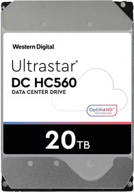 Фото 1/3 Жесткий диск WD SATA-III 20TB 0F38785 WUH722020BLE6L4 Server Ultrastar DC HC560 (7200rpm) 512Mb 3.5"