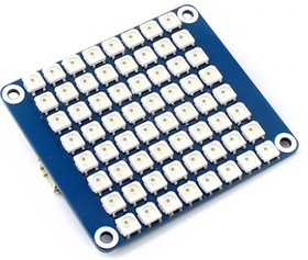 Фото 1/4 RGB LED HAT (B), Светодиодная матрица 8×8 RGB LED (WS2812B) форм-фактора HAT для Raspberry Pi