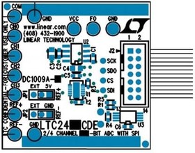 DC1009A-B, Data Conversion IC Development Tools LTC2488 16-bit 2-ch ADC, req DC590