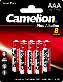 Camelion Plus Alkaline BL8 LR03 (LR03-BP5+3, мизинчиковая батарейка ААА 1.5В)