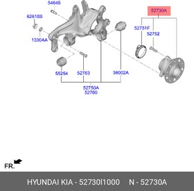 52730-L1000, Ступица HYUNDAI Sonata LF (19-) KIA K5 (20-) задняя OE