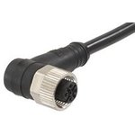 120065-2266, Sensor Cable, Black, Angled, 22AWG, 10m, M12 Socket - Pigtail ...