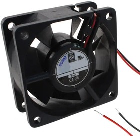 OD6025-05HB, DC Fans DC Fan, 60x60x25mm, 5VDC, 23CFM, 0.35A, 33dBA, 4500RPM, Dual Ball, Lead Wires
