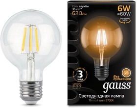 Фото 1/10 Лампа LED Filament G95 E27 6W 2700K 105802106