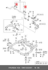 Фото 1/2 Втулка стабилизатора HYUNDAI/KIA 548132G001 MAGENTIS `06- пер.