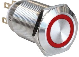 MPI005RTELSRD12, Pushbutton Switches 19mm SS Vandal Rstnt Red Ring Scrw Term