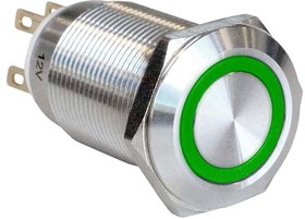 MPI005RTELSGN12, Pushbutton Switches 19mm SS Vandal Rstnt Green Ring Scrw Ter