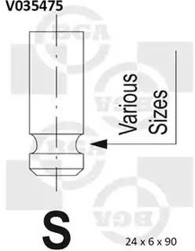 V035475, КЛАПАН 24x6x90 EX ROV 1.4-1.8 16V (14K4) 95-