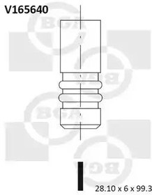 Фото 1/2 V165640, КЛАПАН 28.1x6x99.3 IN AUDI A3/A4/A5/A6/Q5/SEAT EXEO/VW GOLF VI 2.0TDI 16V 03- IN