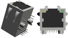 ARJE-0041, Modular Connectors / Ethernet Connectors PIH REFLOW 1PORT 100BASE-T W/MAG