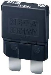 1610-92-25A, Circuit Breakers Miniaturised single pole autoreset cycling trip free thermal circuit breaker designed for automotive fuse bloc