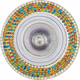 Встраиваемый светильник MR16 хром зеркальный+стразы разноцветные, FT 514