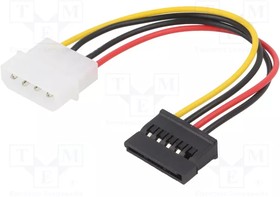 Фото 1/3 AK-CA-17, Кабель: питания SATA, Molex "папа", SATA "мама", 0,15м