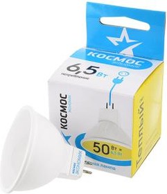 Фото 1/2 КОСМОС ЭКОНОМИК/BASIC LED6.5wJCDRC30 6.5Вт GU5.3 3000K BL1, Лампа светодиодная