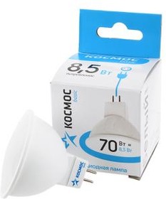 Фото 1/2 КОСМОС BASIC LED8.5wJCDRC45 8.5Вт GU5.3 4500K BL1, Лампа светодиодная