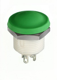 IXP5S13M, IX Series Push Button Switch, Momentary, Panel Mount, 12mm Cutout, NC/NO, Green LED, 28V dc, IP67, IP69K