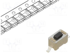 1437566-4, Switch Tactile OFF (ON) SPST Rectangular Button Gull Wing 0.05A 24VDC 1.77N SMD T/R