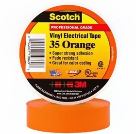 Фото 1/2 SCOTCH-35-OR, Лента: электроизоляционная, W: 19мм, L: 20м, Thk: 0,178мм, оранжевый