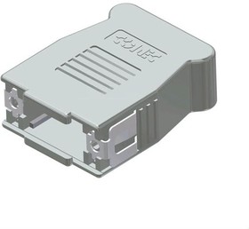 Фото 1/2 D-Sub connector housing, size: 1 (DE), straight 180°, angled 90°, cable Ø 8.5 mm, ABS, silver, 16-001750