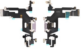 Шлейф для iPhone 11 с разъемом зарядки и микрофоном фиолетовый (Premium)
