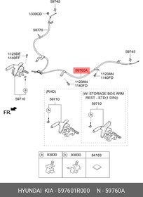 59760-1R000, Трос стояночного тормоза HYUNDAI Solaris (11-) KIA Rio (11-) левый (барабан) OE