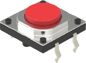 SKQEADA010, Switch Tactile N.O. SPST Round Button PC Pins 0.05A 12VDC 2.55N Thru-Hole