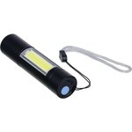 Фонарик, LED + COB, 400мАч, USB кабель, 2x2х8,6см, 3 режима 224-070