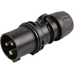 013-6TTX, Pin & Sleeve Connector, 16 A, 230 V, Cable Mount, Plug, 2P+E, Black