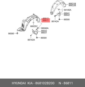 868102B200, Подкрылок лев Hyundai Santa Fe (CM) 2006-2012