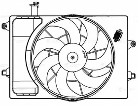 LFK0849, Вентилятор радиатора Hyundai Creta (21-)/KIA Seltos (19-)/Soul III (19-) (с кожух.) (LFK 0849)