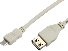 Фото 1/4 18-1161, Кабель USB-A - micro USB, 1А, 0,2м, серый