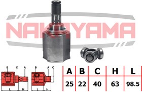 NJ7054NY, ШРУС внутр. к-кт NISSAN TIIDA C11 05- (25x22x161.5x40)