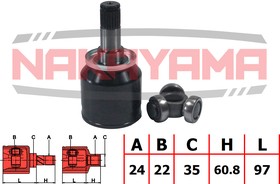 NJ7038NY, ШРУС внутр. к-кт LADA SAMARA (2108, 2109) 88-, LADA 110 95- (24x22x157.8x35)